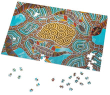 Load image into Gallery viewer, 1000 Piece Jigsaw Puzzle - Rainbow Serpent &amp; the Two Goannas
