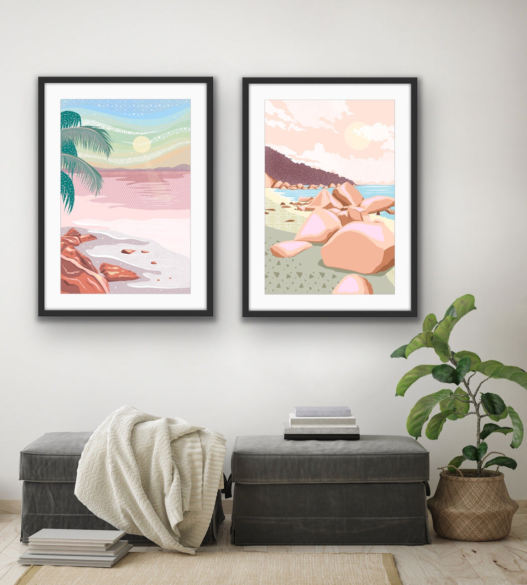 Salmon Beaches Wall Prints - Set of 2